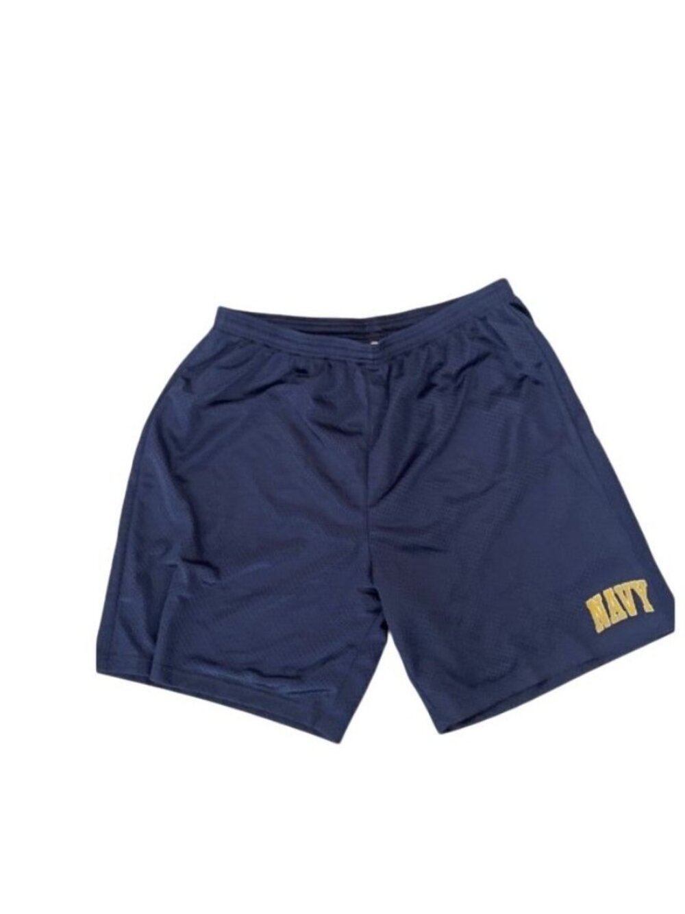 A4 Mens Size 2XL Dark Navy Blue Mesh Athletic Training Shorts Gold Navy Graphic